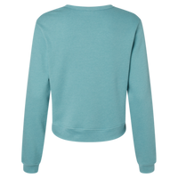 Bella + Canvas Women's Sponge Fleece Crewneck Sweatshirt, Heather Blue Lagoon, Back view