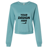 Bella + Canvas Women's Sponge Fleece Crewneck Sweatshirt, Heather Blue Lagoon, Front view, Mockup