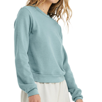 Bella + Canvas Women's Sponge Fleece Crewneck Sweatshirt, Heather Blue Lagoon, Right Sleeve view