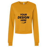 Bella + Canvas Women's Sponge Fleece Crewneck Sweatshirt, Heather Mustard, Front view, Mockup