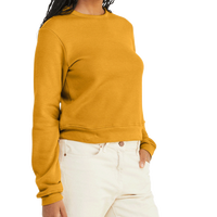 Bella + Canvas Women's Sponge Fleece Crewneck Sweatshirt, Heather Mustard, Right Sleeve view