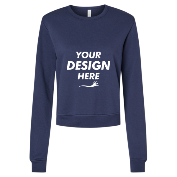 Bella + Canvas Women's Sponge Fleece Crewneck Sweatshirt, Navy, Front view, Mockup