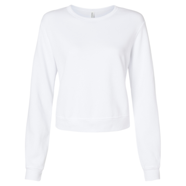 Bella + Canvas Women's Sponge Fleece Crewneck Sweatshirt, White, Front view