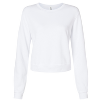 Bella + Canvas Women's Sponge Fleece Crewneck Sweatshirt, White, Front view