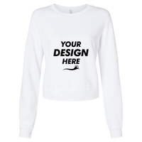 Bella + Canvas Women's Sponge Fleece Crewneck Sweatshirt, White, Front view, Mockup