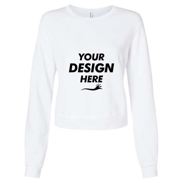 Bella + Canvas Women's Sponge Fleece Crewneck Sweatshirt, White, Front view, Mockup
