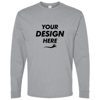 Bella + Canvas Youth 6oz. Heavyweight Long Sleeve Tee, Athletic Heather, Front view, Mockup