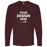 Bella + Canvas Youth 6oz. Heavyweight Long Sleeve Tee, Maroon, Front view, Mockup
