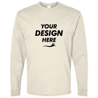Bella + Canvas Youth 6oz. Heavyweight Long Sleeve Tee, Natural, Front view, Mockup