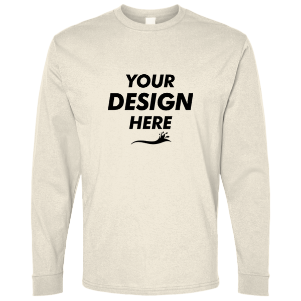 Bella + Canvas Youth 6oz. Heavyweight Long Sleeve Tee, Natural, Front view, Mockup