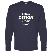 Bella + Canvas Youth 6oz. Heavyweight Long Sleeve Tee, Navy, Front view, Mockup