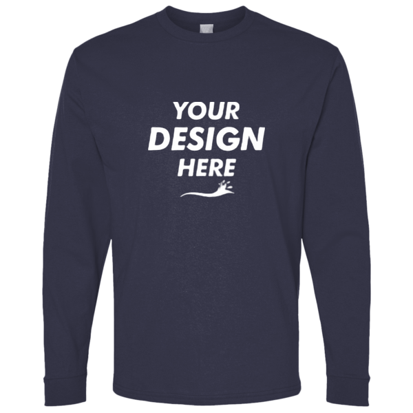 Bella + Canvas Youth 6oz. Heavyweight Long Sleeve Tee, Navy, Front view, Mockup