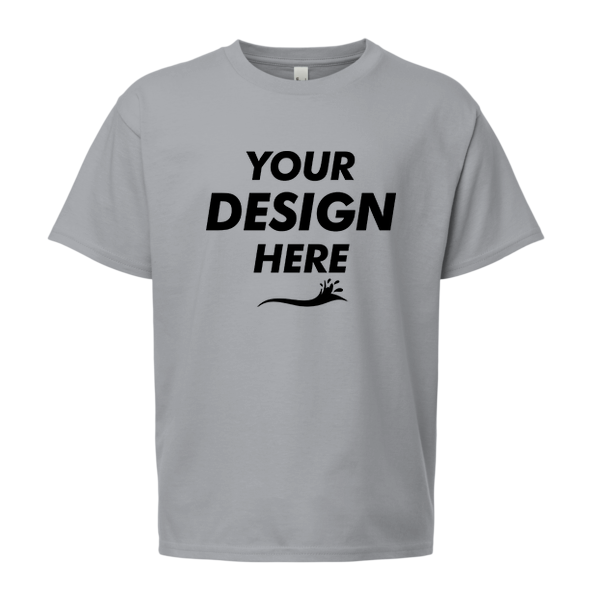 Bella + Canvas Youth 6oz. Heavyweight Tee, Athletic Heather, Front view, Mockup