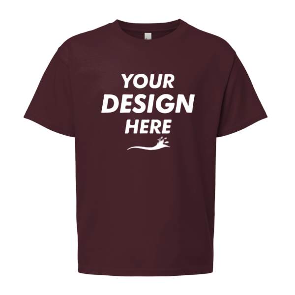 Bella + Canvas Youth 6oz. Heavyweight Tee, Maroon, Front view, Mockup