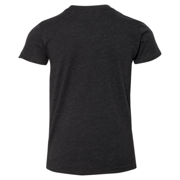 Bella + Canvas Youth CVC Jersey Tee, Black Heather, Back view