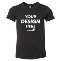 Bella + Canvas Youth CVC Jersey Tee, Black Heather, Front view, Mockup