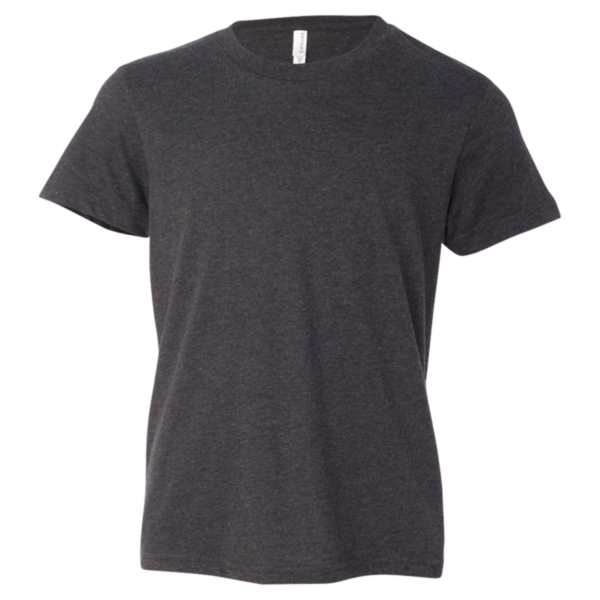 Bella + Canvas Youth CVC Jersey Tee, Dark Grey Heather, Front view