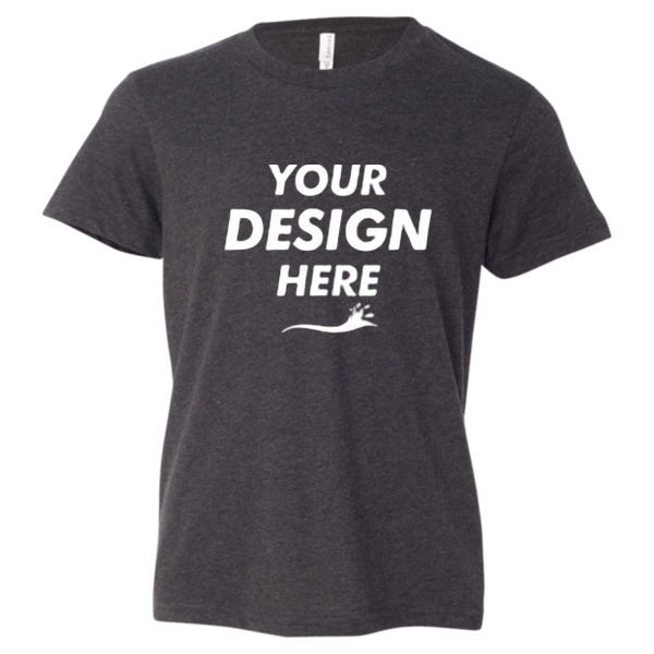 Bella + Canvas Youth CVC Jersey Tee, Dark Grey Heather, Front view, Mockup