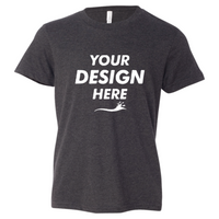 Bella + Canvas Youth CVC Jersey Tee, Dark Grey Heather, Front view, Mockup