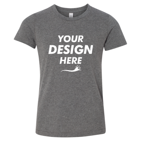 Bella + Canvas Youth CVC Jersey Tee, Deep Heather, Front view, Mockup