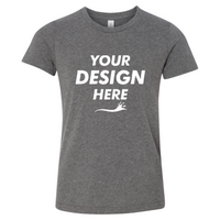 Bella + Canvas Youth CVC Jersey Tee, Deep Heather, Front view, Mockup