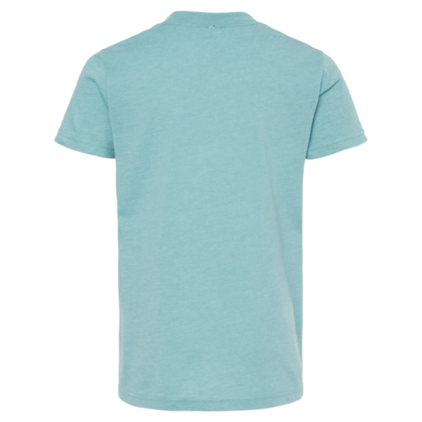 Bella + Canvas Youth CVC Jersey Tee, Heather Blue Lagoon, Back view