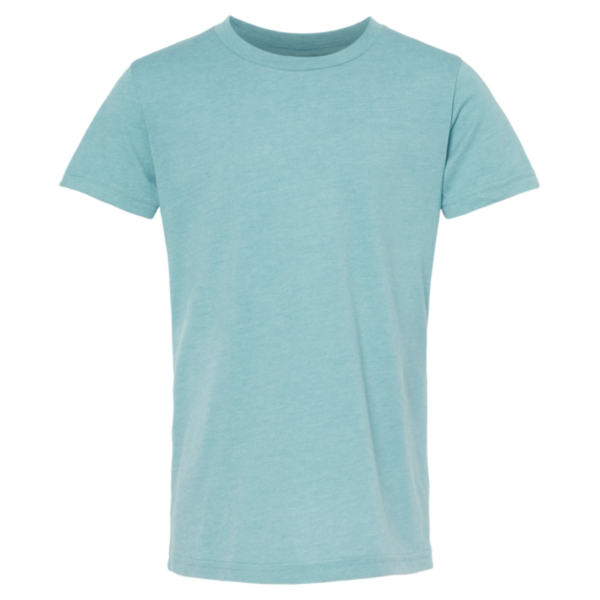 Bella + Canvas Youth CVC Jersey Tee, Heather Blue Lagoon, Front view