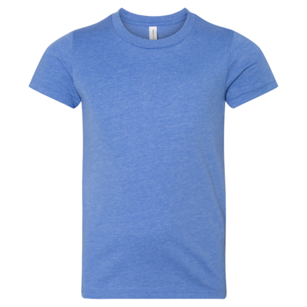 Bella + Canvas Youth CVC Jersey Tee, Heather Columbia Blue, Front view