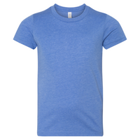 Bella + Canvas Youth CVC Jersey Tee, Heather Columbia Blue, Front view