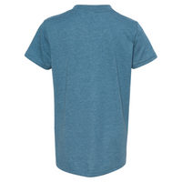 Bella + Canvas Youth CVC Jersey Tee, Heather Deep Teal, Back view