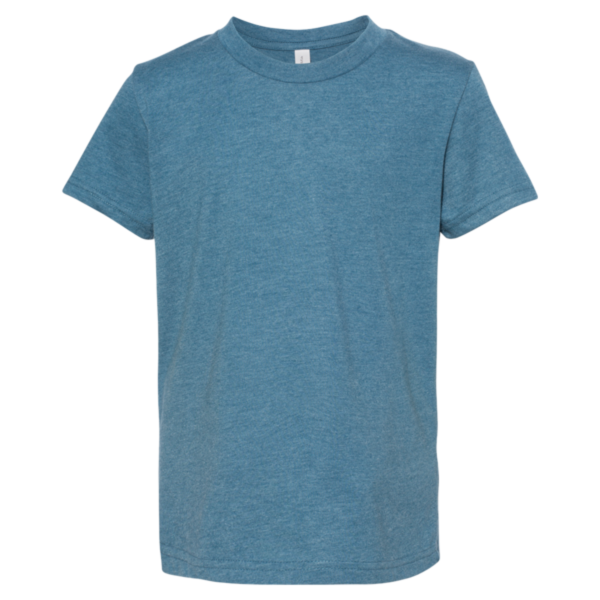 Bella + Canvas Youth CVC Jersey Tee, Heather Deep Teal, Front view