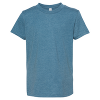 Bella + Canvas Youth CVC Jersey Tee, Heather Deep Teal, Front view