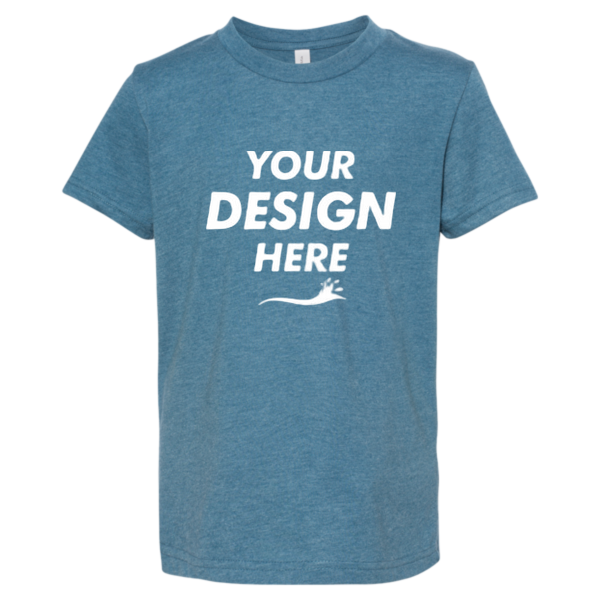 Bella + Canvas Youth CVC Jersey Tee, Heather Deep Teal, Front view, Mockup