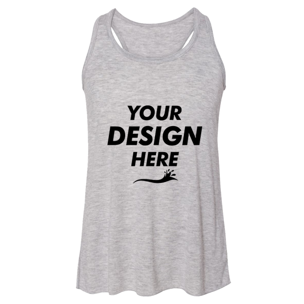 Bella + Canvas Youth Flowy Racerback Tank, Athletic Heather, Front view, Mockup