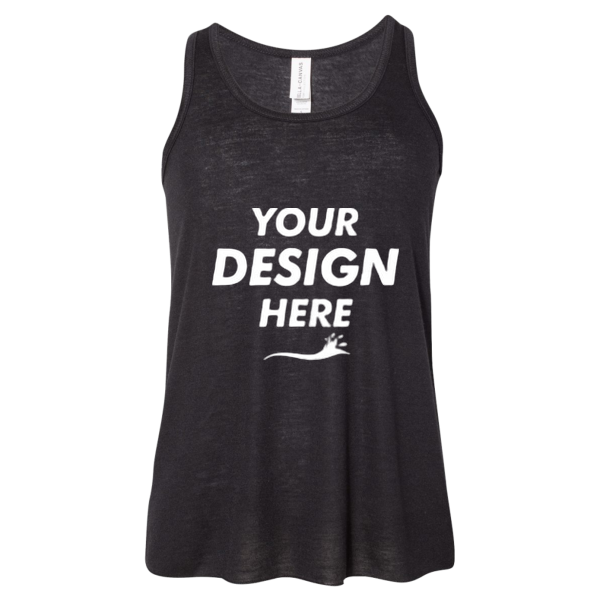 Bella + Canvas Youth Flowy Racerback Tank, Black, Front view, Mockup