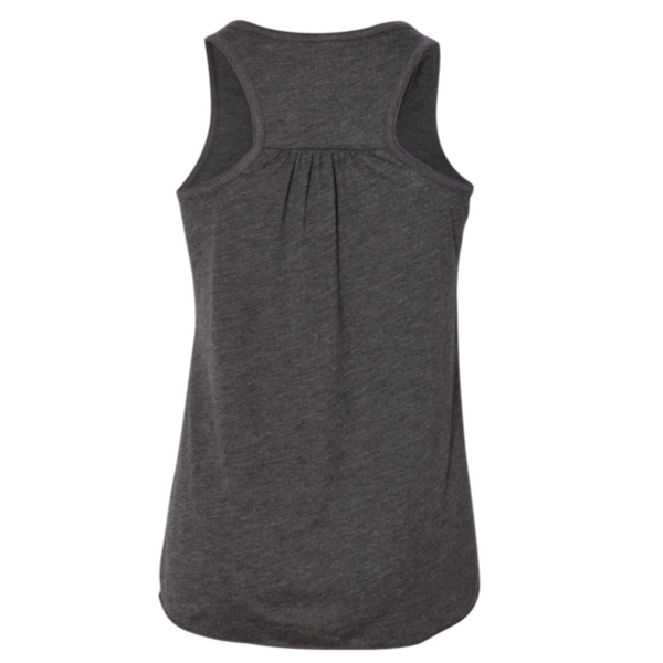 Bella + Canvas Youth Flowy Racerback Tank, Dark Grey Heather, Back view