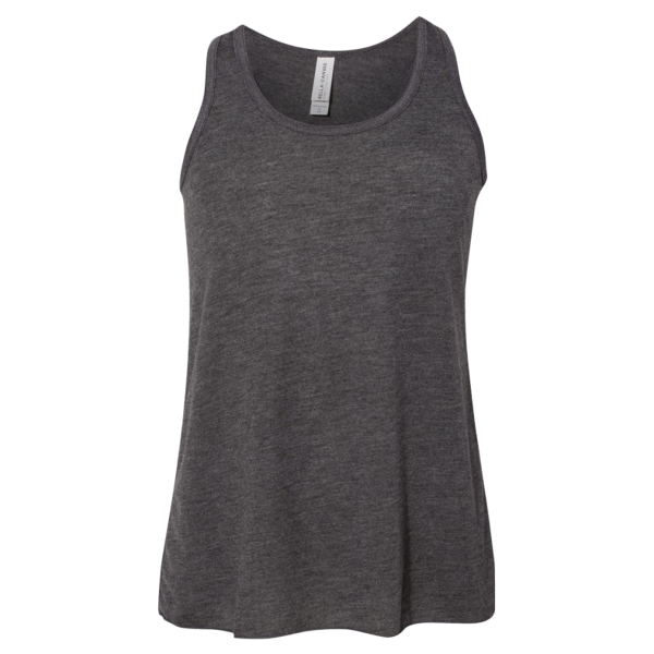 Bella + Canvas Youth Flowy Racerback Tank, Dark Grey Heather, Front view