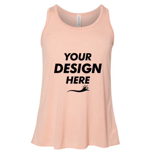 Bella + Canvas Youth Flowy Racerback Tank, Peach, Front view, Mockup