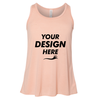 Bella + Canvas Youth Flowy Racerback Tank, Peach, Front view, Mockup