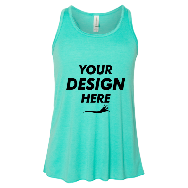 Bella + Canvas Youth Flowy Racerback Tank, Teal, Front view, Mockup