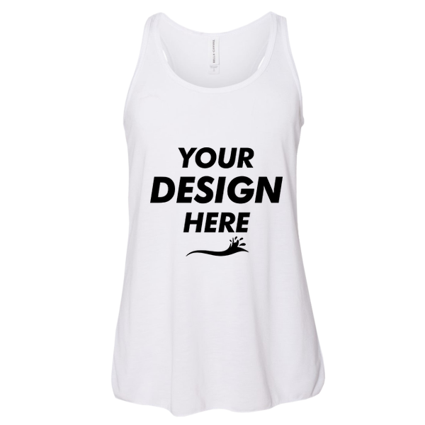 Bella + Canvas Youth Flowy Racerback Tank, White, Front view, Mockup