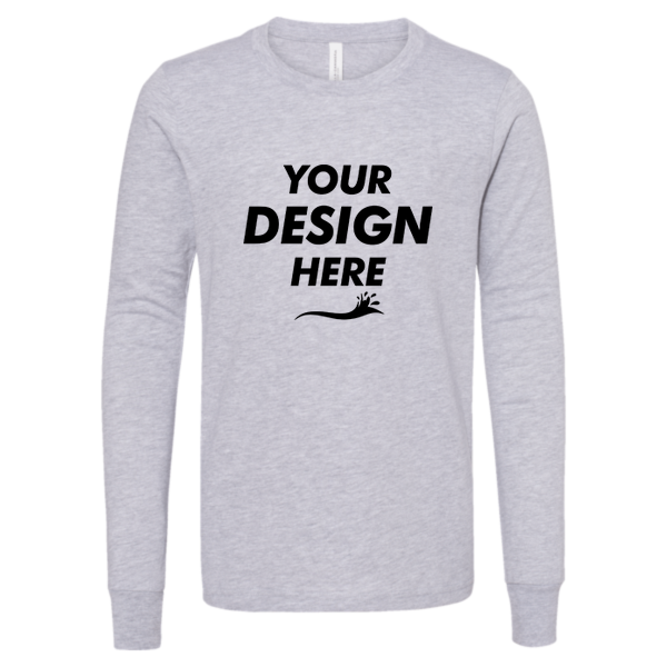 Bella + Canvas Youth Heather CVC Long Sleeve Tee, Athletic Heather, Front view, Mockup