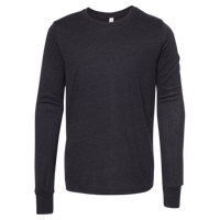 Bella + Canvas Youth Heather CVC Long Sleeve Tee, Black Heather, Front view