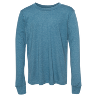 Bella + Canvas Youth Heather CVC Long Sleeve Tee, Heather Deep Teal, Front view