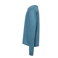 Bella + Canvas Youth Heather CVC Long Sleeve Tee, Heather Deep Teal, Left Sleeve view