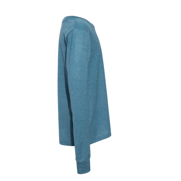 Bella + Canvas Youth Heather CVC Long Sleeve Tee, Heather Deep Teal, Right Sleeve view