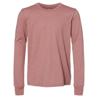 Bella + Canvas Youth Heather CVC Long Sleeve Tee, Heather Mauve, Front view
