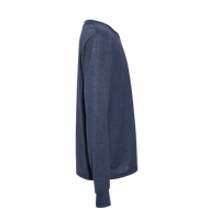 Bella + Canvas Youth Heather CVC Long Sleeve Tee, Heather Navy, Right Sleeve view