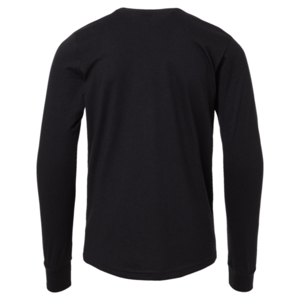 Bella + Canvas Youth Heather CVC Long Sleeve Tee, Solid Black Blend, Back view