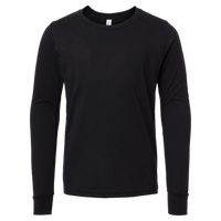 Bella + Canvas Youth Heather CVC Long Sleeve Tee, Solid Black Blend, Front view